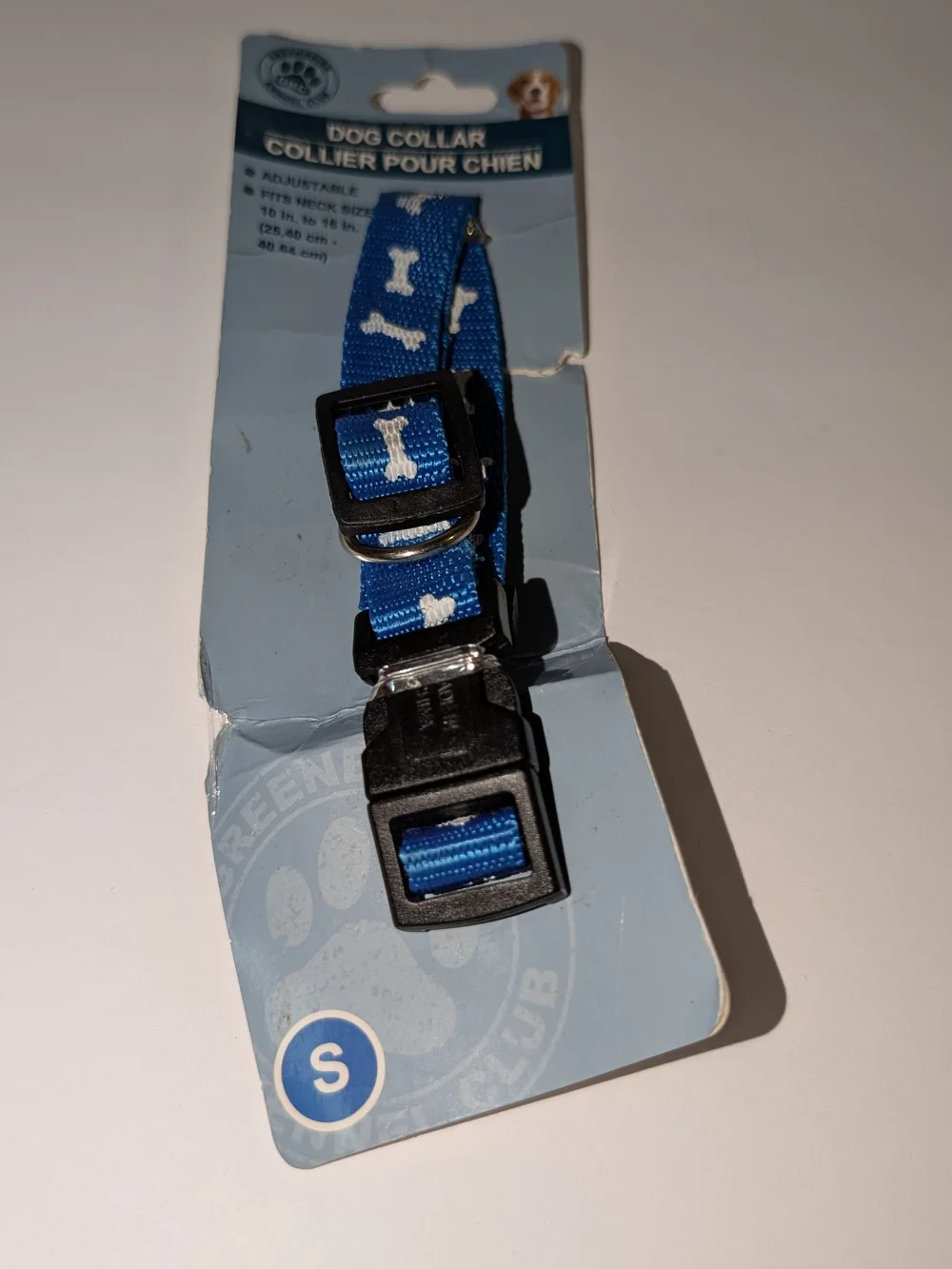 Blue Dog Collar with White Bone Pattern